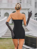Strapless Rhinestone Fringe Bustier Bodycon Mini Dress