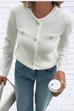 Front Ribbed Long Sleeve Cardigan