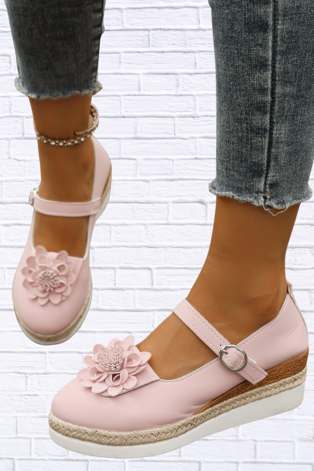 Flower Embellished Mary Jane Loafers