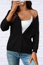 Textured Knit Button-Front Cardigan