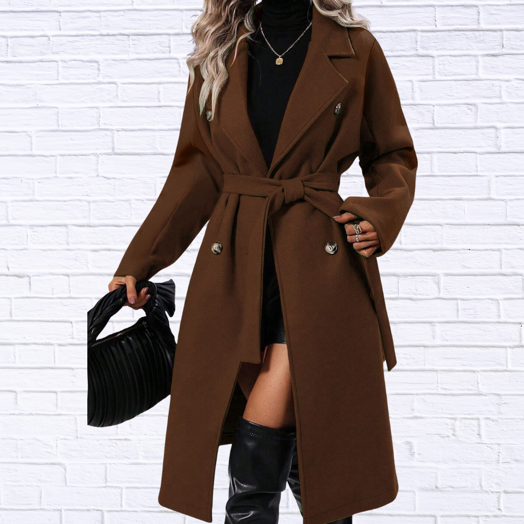 Double-Breasted Tie Waist Coat