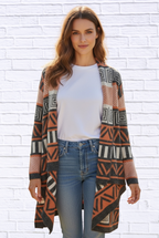 Printed Shawl Cardigan with Fringed Hem _ Cozy, Stylish, and Perfect for Layering!