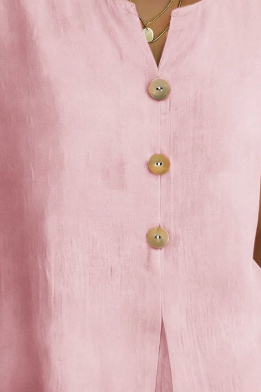 Decor Button Short Sleeve Blouse | Elegant Women__ Top