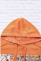 Floral Patchwork Hoodie with Drawstring