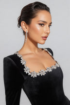 Eva Black Diamond Encrusted Bandage Mini Dress