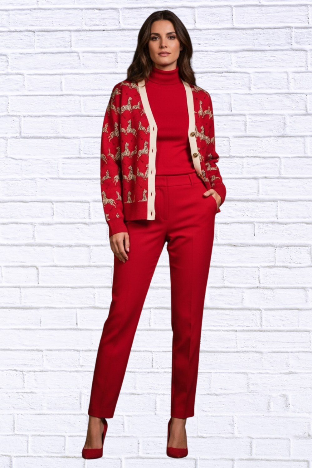 Women__ Casual V-Neck Zebra Print Cardigan