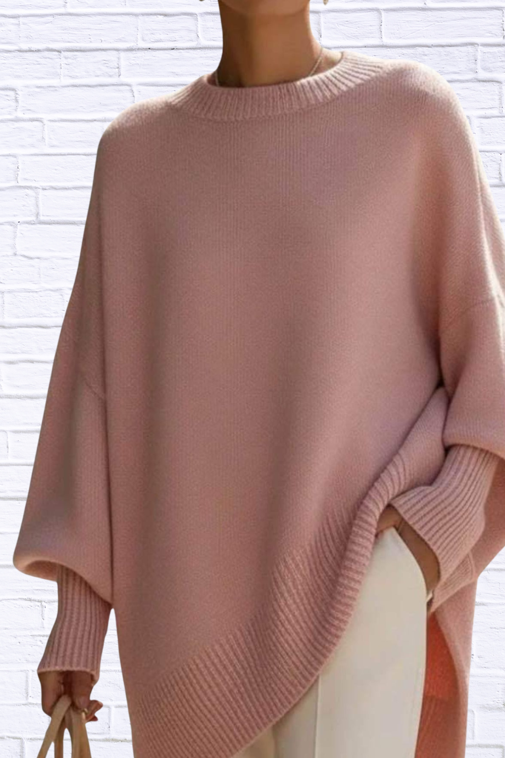Oversized Batwing Sleeve Round Neck Sweater