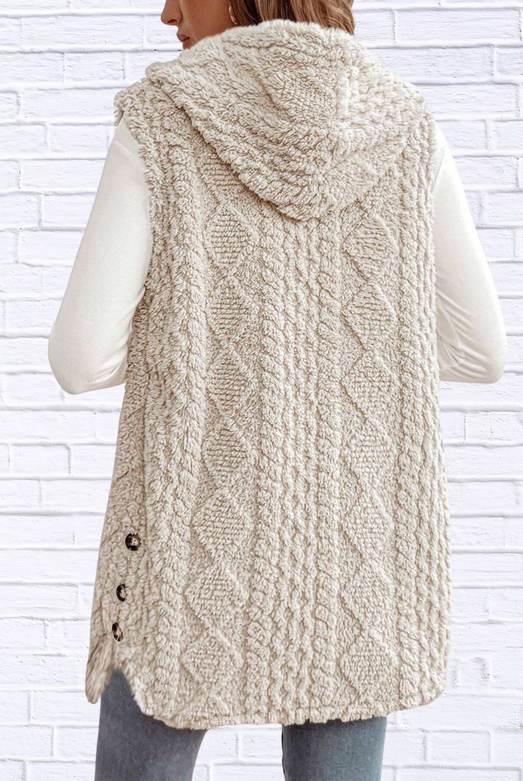 Cozy Sherpa Fleece Hooded Vest Coat