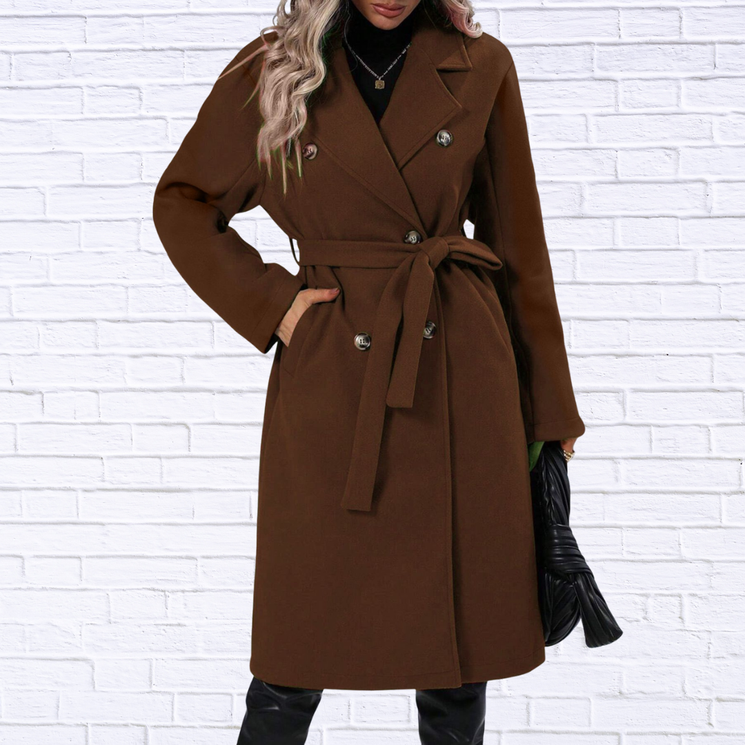 Double-Breasted Tie Waist Coat
