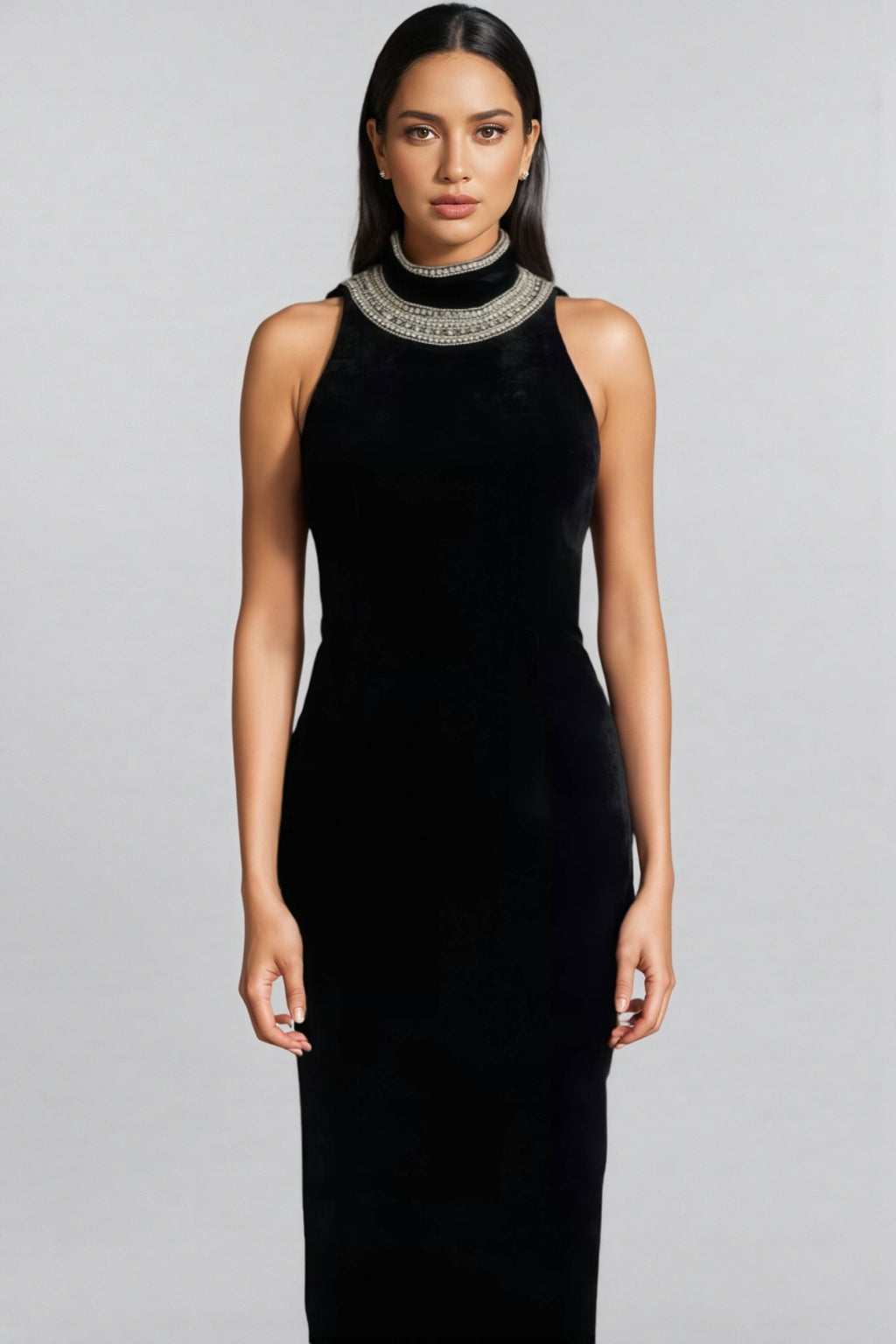 Islasd Beaded Backless Maxi Dress