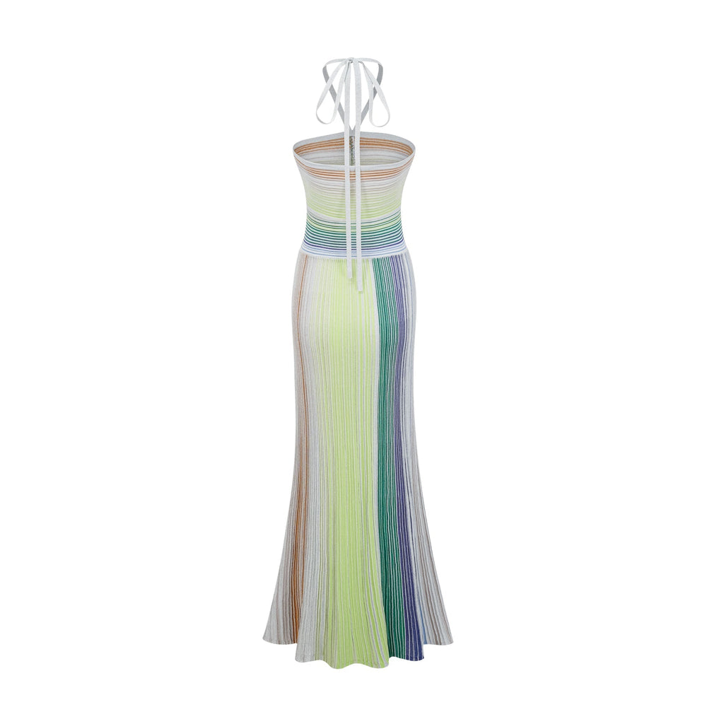 Serelith Metallic Knit Backless Maxi Dress