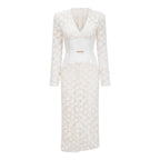 Oona White Floral Lace Pencil Midi Dress