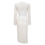 Oona White Floral Lace Pencil Midi Dress