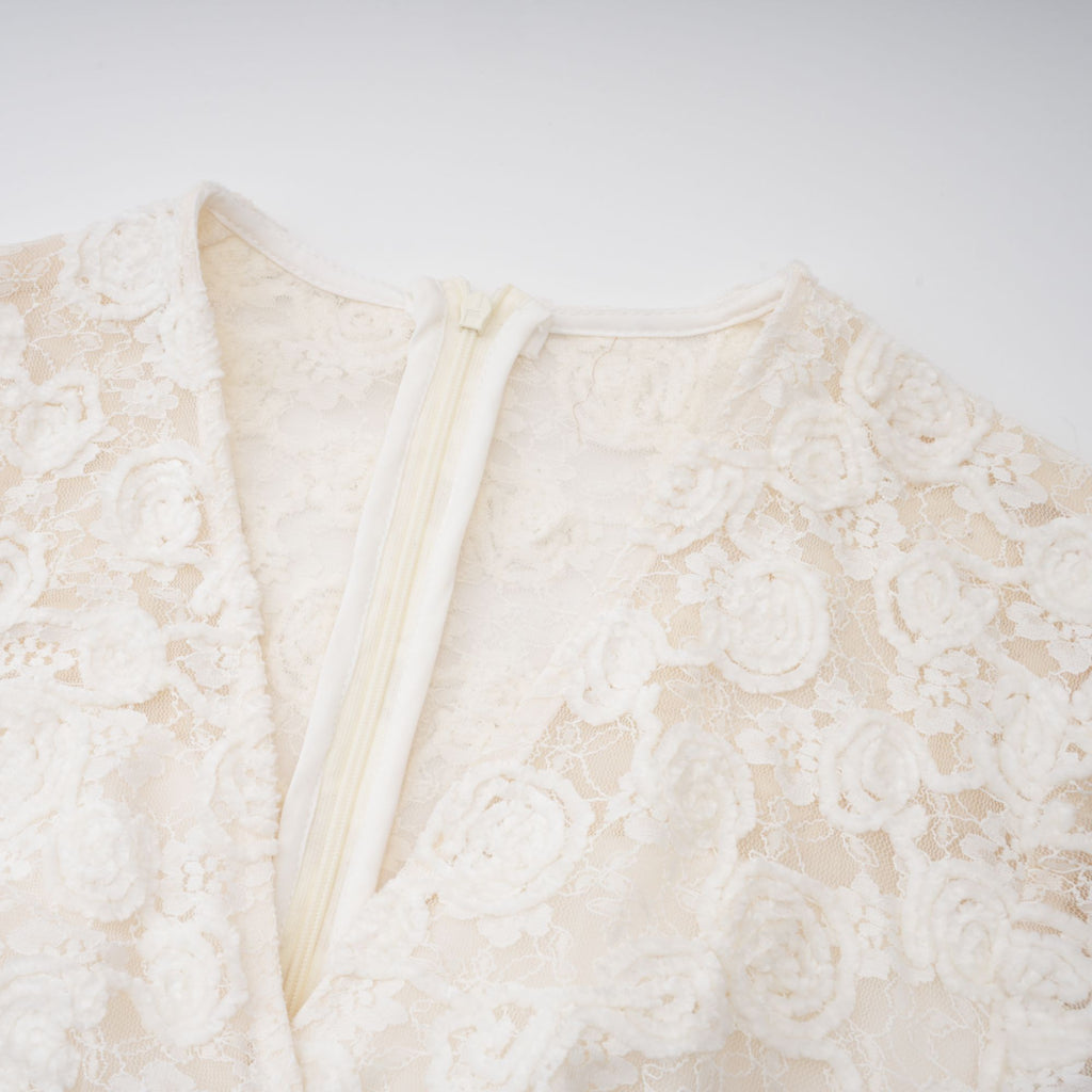 Oona White Floral Lace Pencil Midi Dress