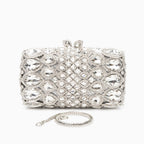 Reina Silver Rhinestones Crystal Clutch Bag