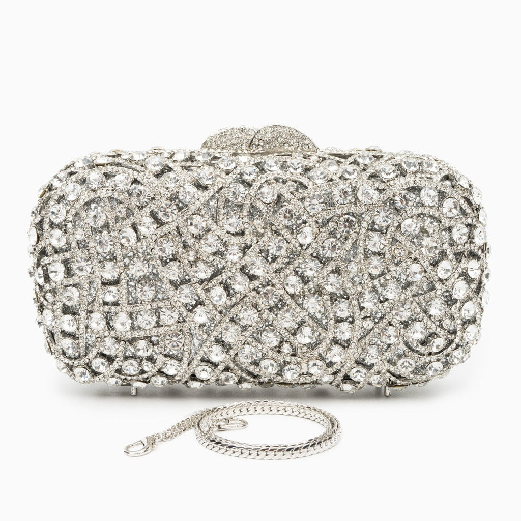 Silver Rhinestones Clutch Bag by Valentina