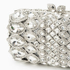 Reina Silver Rhinestones Crystal Clutch Bag