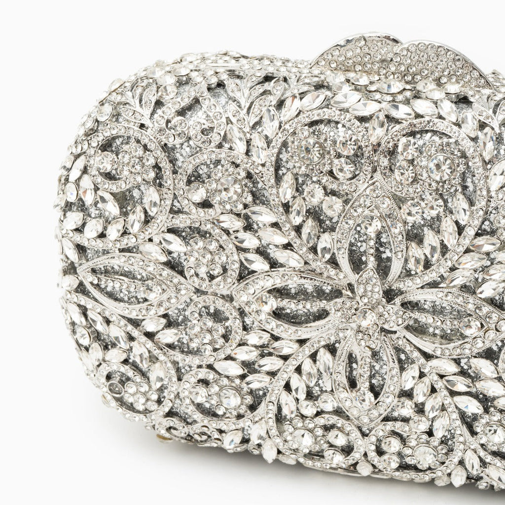 Athena Rhinestone Clutch Bag Silver
