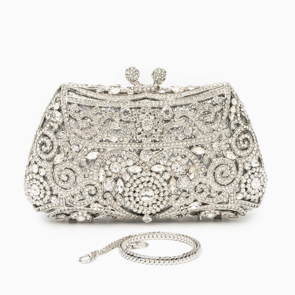 Ayanne Silver Crystal Clutch Bag