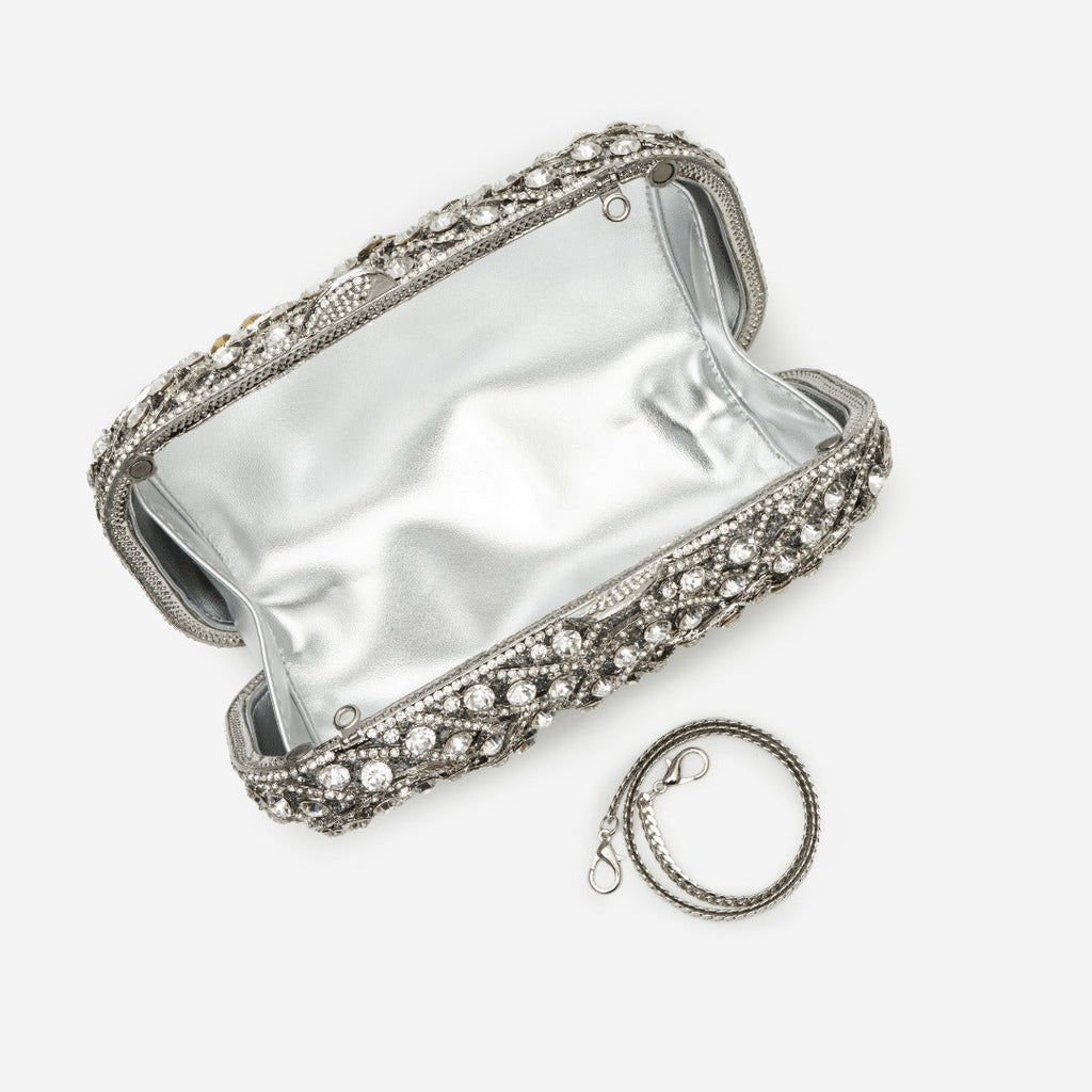 Silver Rhinestones Clutch Bag by Valentina