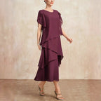 Danielle - Women's Layered Chiffon Midi Dress
