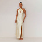 Karol Exclusive Sofia Dress – Flowing Elegance with Halterneck Detail Designer Edit