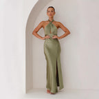 Karol Exclusive Sofia Dress – Flowing Elegance with Halterneck Detail Designer Edit