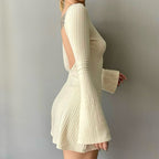 Fabiola Premium Short Knitted Dress with Long Sleeves Designer Edit