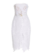 Despina White Lace Midi Dress
