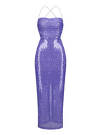 Dominica Sequin Maxi Dress In Purple