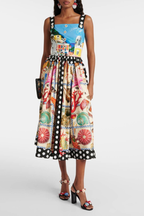 Rosario Timeless Polka Dot Square Neck Midi Dress Boutique Collection