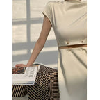 Mock Neck Button Trim Crop Top and Midi Skirt Set