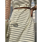 Mock Neck Button Trim Crop Top and Midi Skirt Set