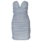 Strapless Ruched Sweetheart Cutout Glitter Mini Dress