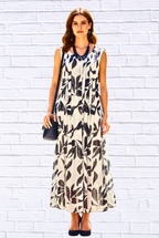 Chiffon Pleated Front Maxi Dress _ Sleeveless Lined Elegant Flowing Dress