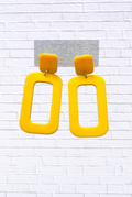 Bold Yellow Geometric Drop Earrings _ Statement Rectangle Fashion Jewelry
