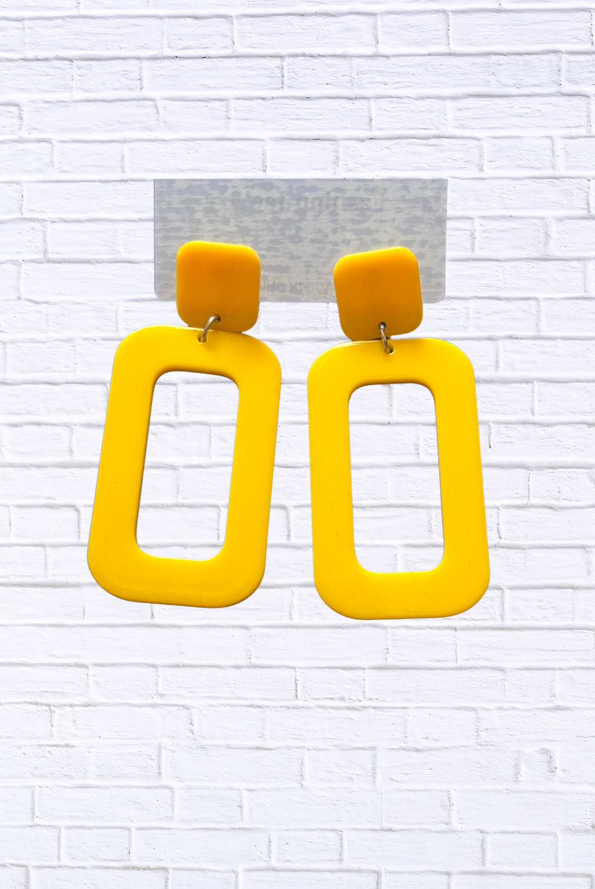 Bold Yellow Geometric Drop Earrings _ Statement Rectangle Fashion Jewelry