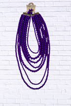 Lavender Layered Beaded Necklace & Earring Set _ Statement Fashion Jewelry
