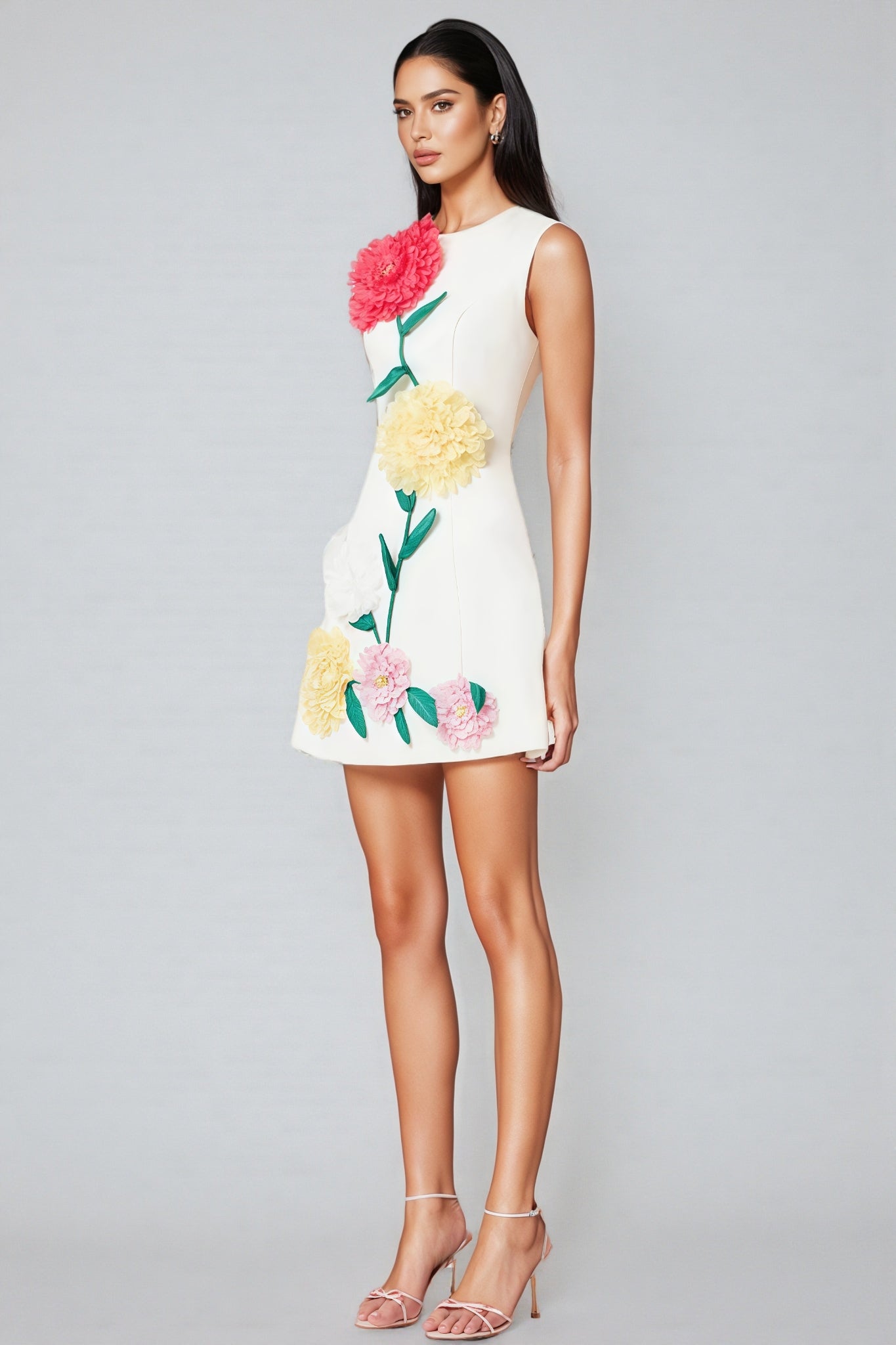 Flavia White Buttercup Embroidered Mini Dress