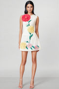 Flavia White Buttercup Embroidered Mini Dress