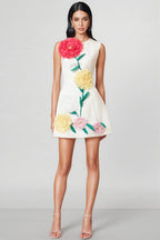 Flavia White Buttercup Embroidered Mini Dress