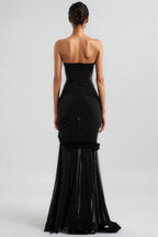 Rykelf Black Embroidered 3D Flower Maxi Dress