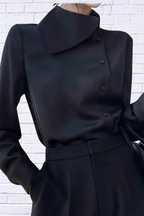 Effortlessly Chic: Solid Color Button-Up Long Sleeve Shirt
