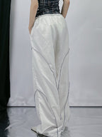 Pintuck Detail Straight Leg Pants