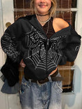 Spider Print Zip Up Hoodie