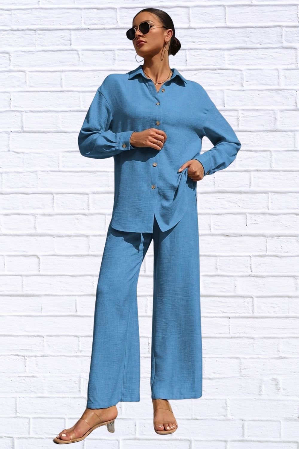 Button Up Shirt & Pants Set | Women__ Matching Outfit