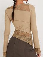 Paneled Long Sleeve Mesh Tee