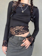 Paneled Long Sleeve Mesh Tee