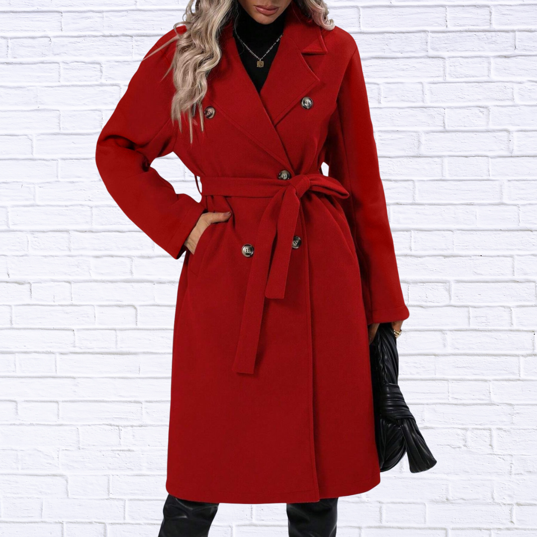 Double-Breasted Tie Waist Coat