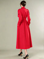 Trench Coat For Women Modern Turndown Collar Buttons Full Length Coat